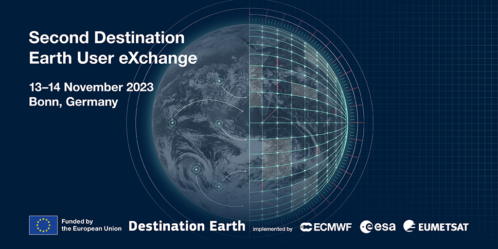 The second Destination Earth User eXchange meeting will be hosted by ECMWF in Bonn, Germany on 13 and 14 November. 